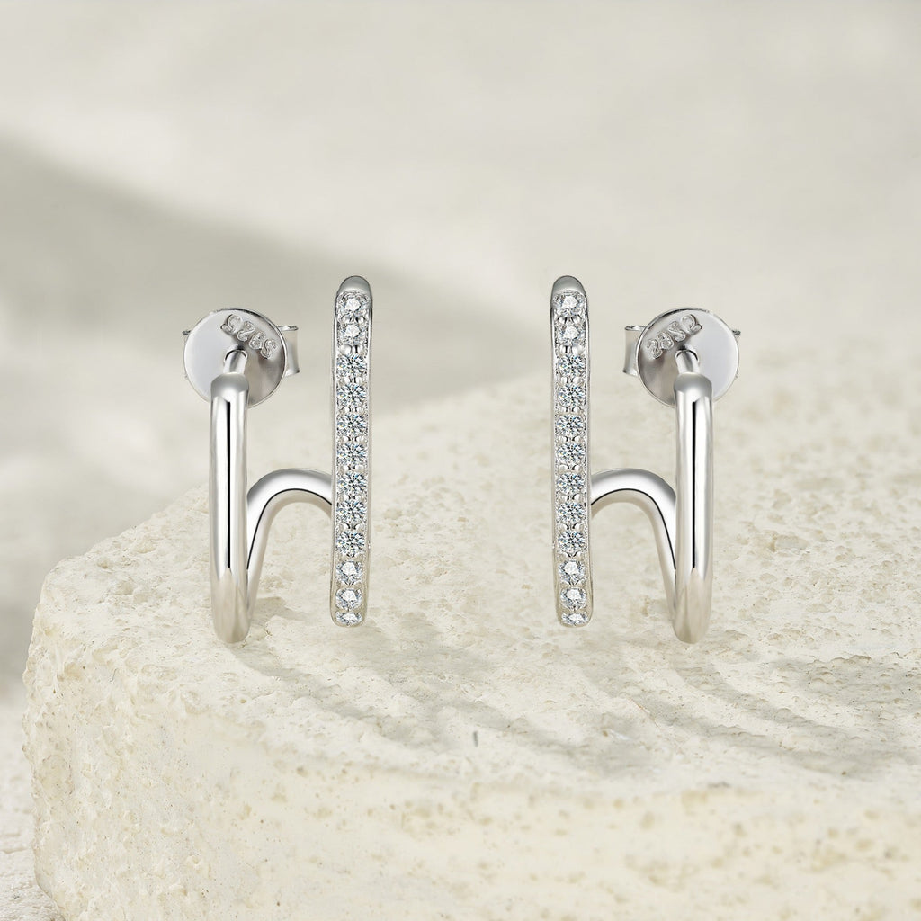 Spigolo Moissanite Ear Cuff Earrings in Sterling Silver