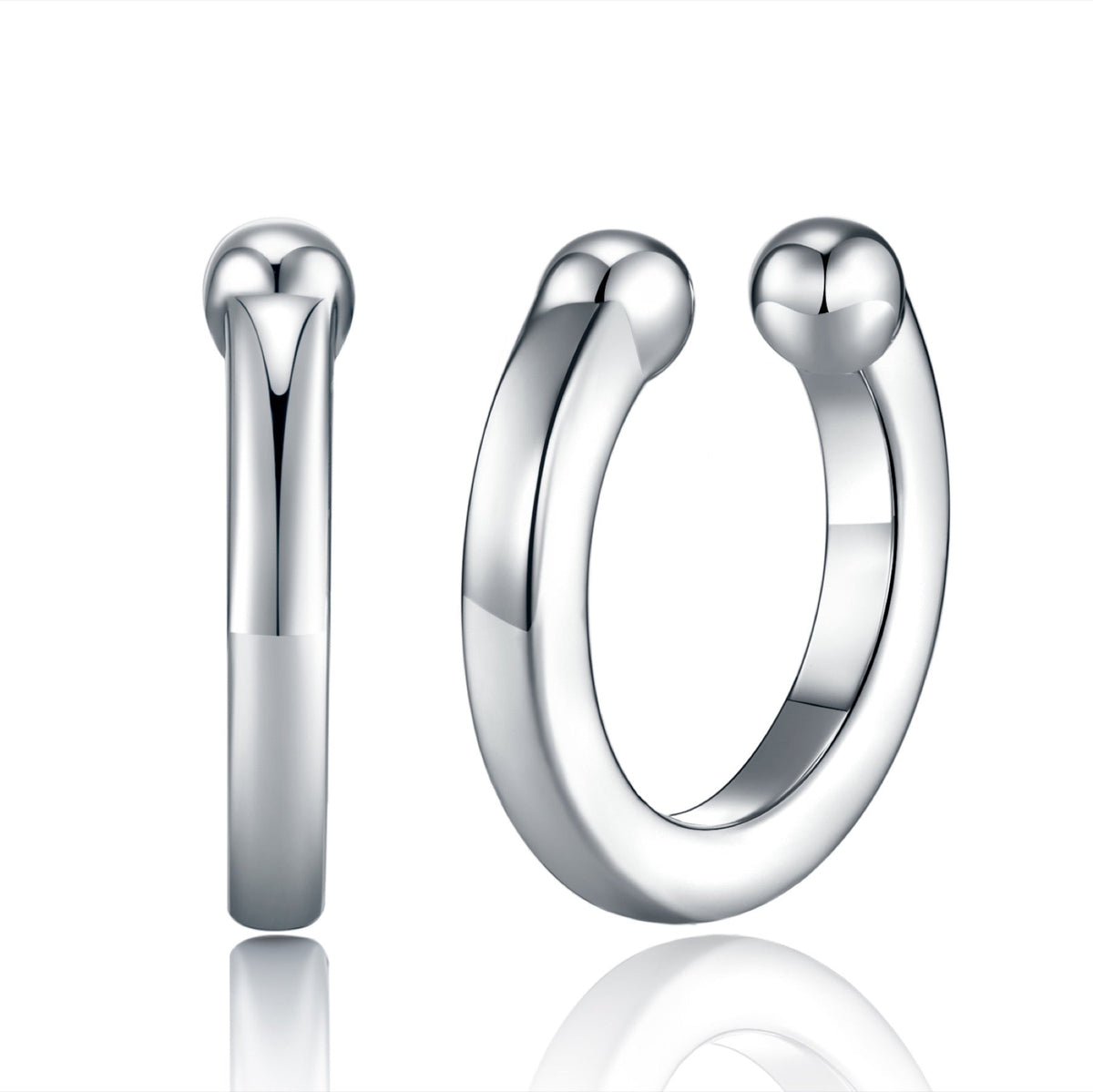 Fune Moissanite Ear Cuff Earrings in Sterling Silver