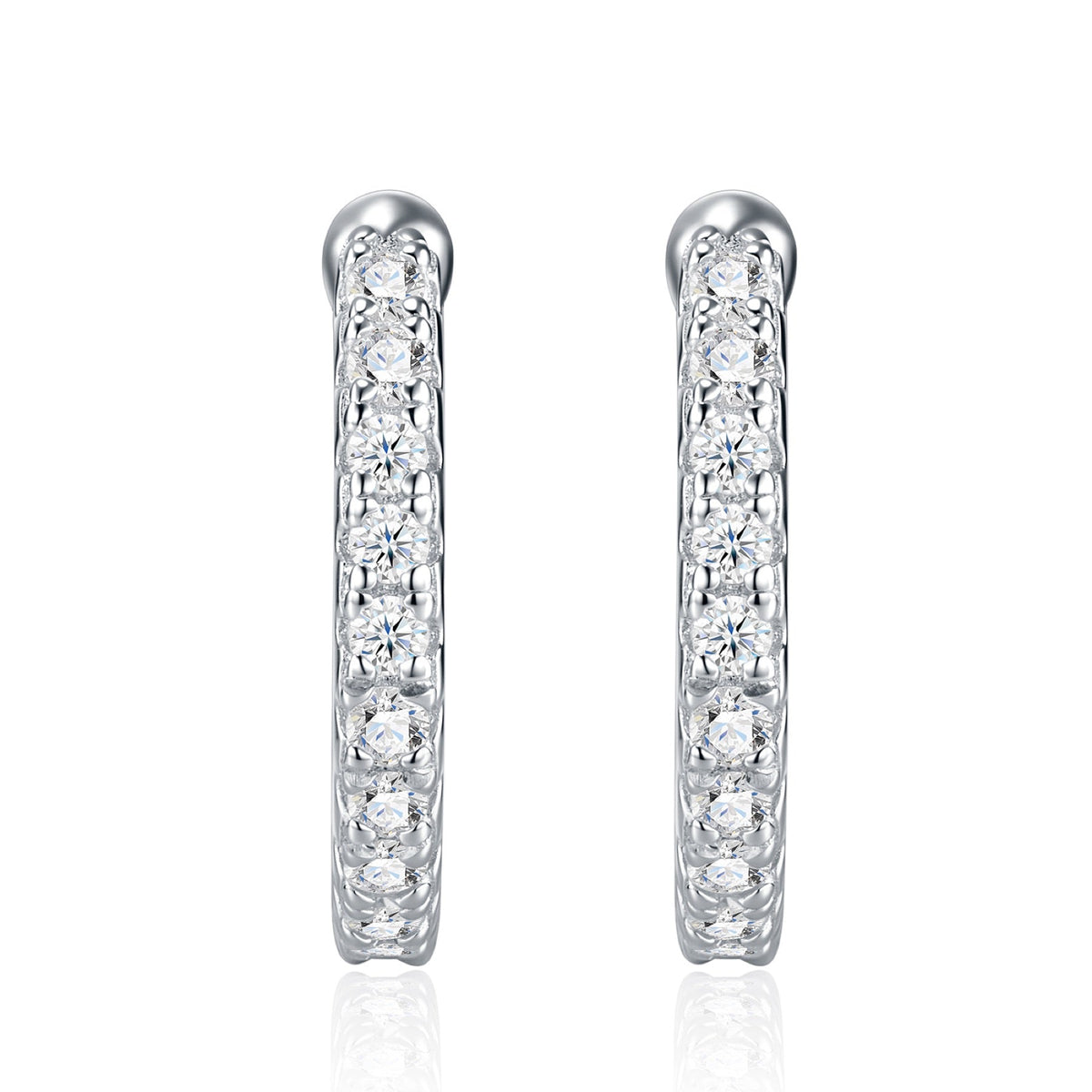 Fune Moissanite Ear Cuff Earrings in Sterling Silver