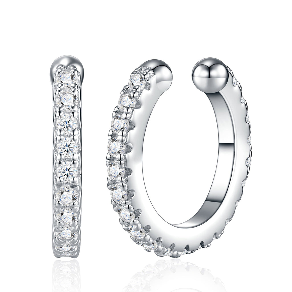 Fune Moissanite Ear Cuff Earrings in Sterling Silver