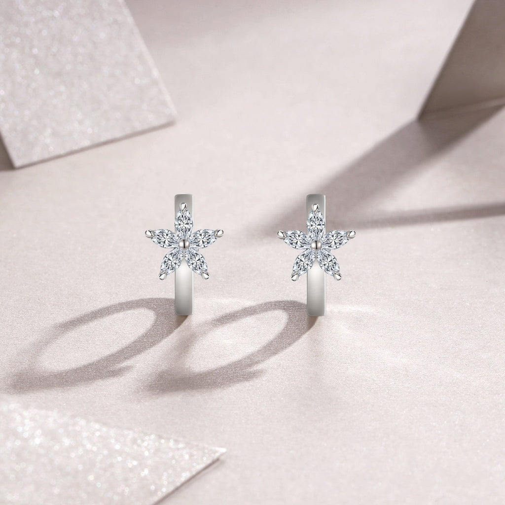 Croce Moissanite Cross Stud Earrings in Sterling Silver