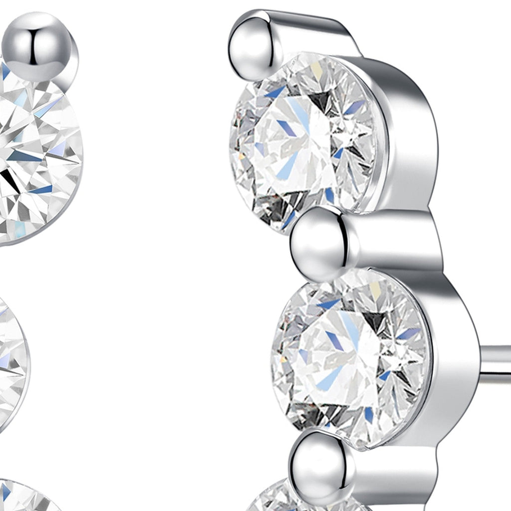 Terrazza Moissanite Climber Stud Earrings in Sterling Silver