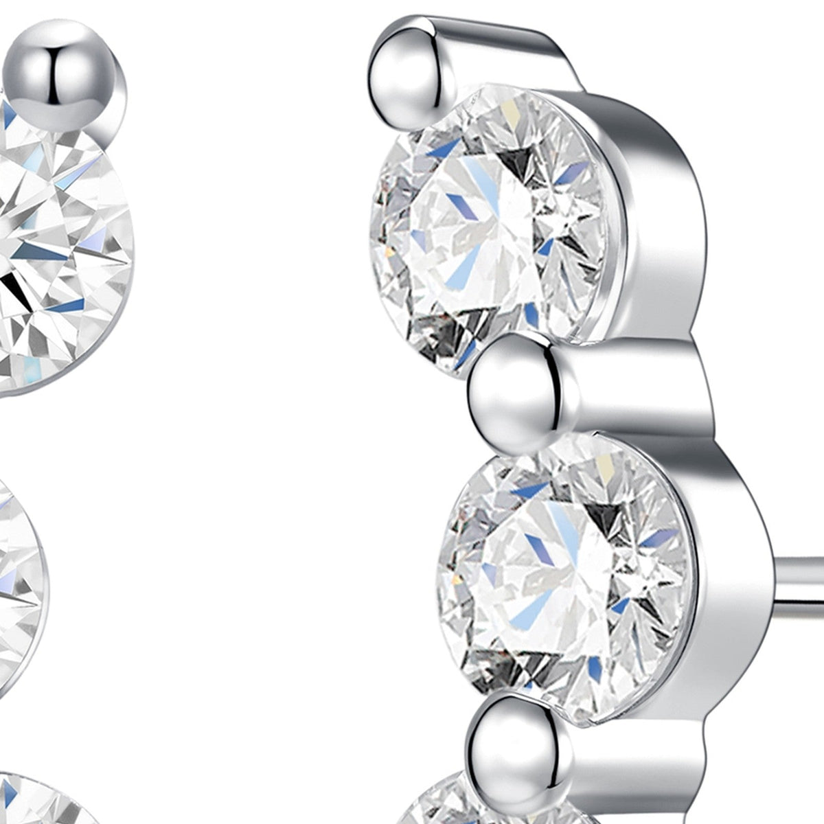 Terrazza Moissanite Climber Stud Earrings in Sterling Silver