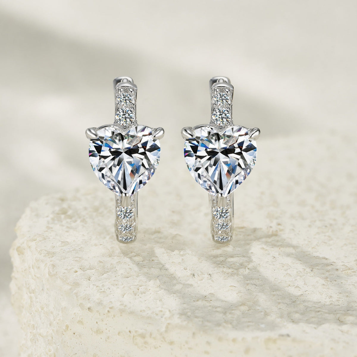 Sacrocuore Moissanite Stud Earrings in Sterling Silver