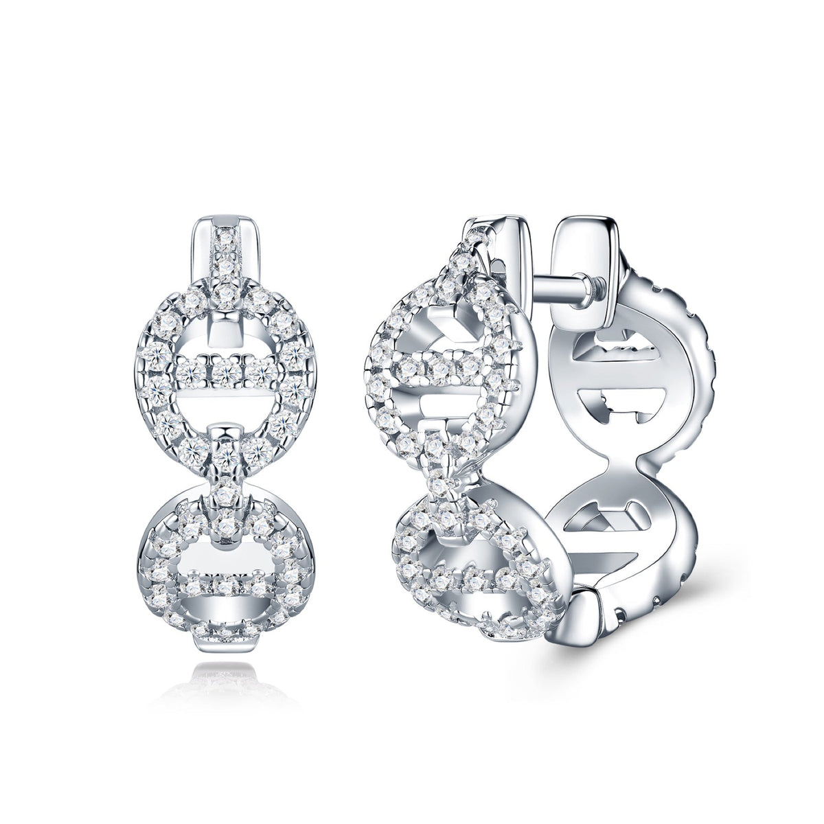 Otto Moissanite Drop Stud Earrings in Sterling Silver