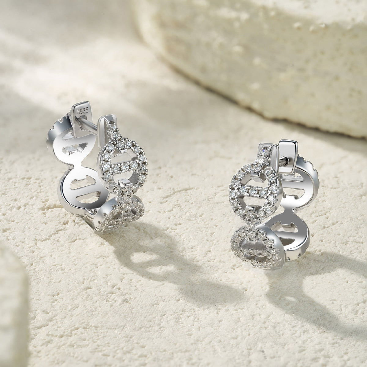 Otto Moissanite Drop Stud Earrings in Sterling Silver