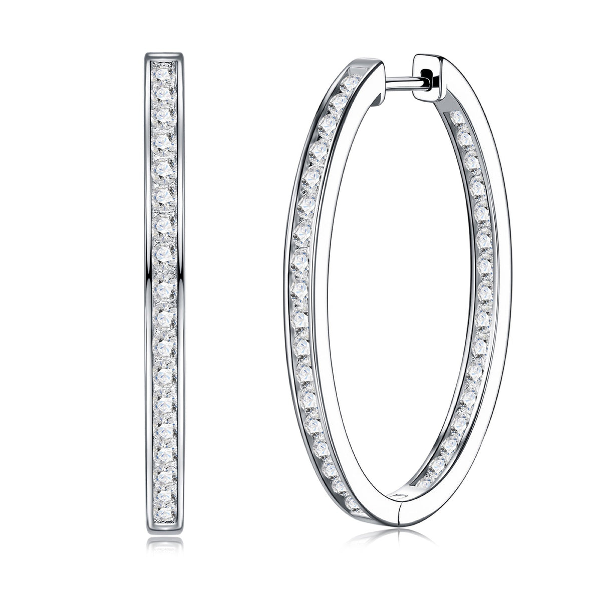 Ovaline Moissanite Hoop Earrings in Sterling Silver