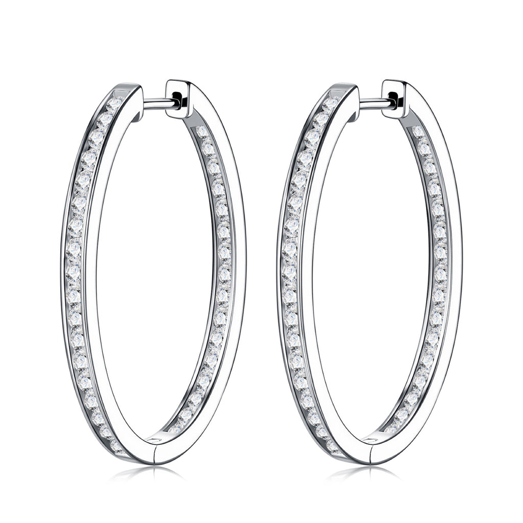 Ovaline Moissanite Hoop Earrings in Sterling Silver