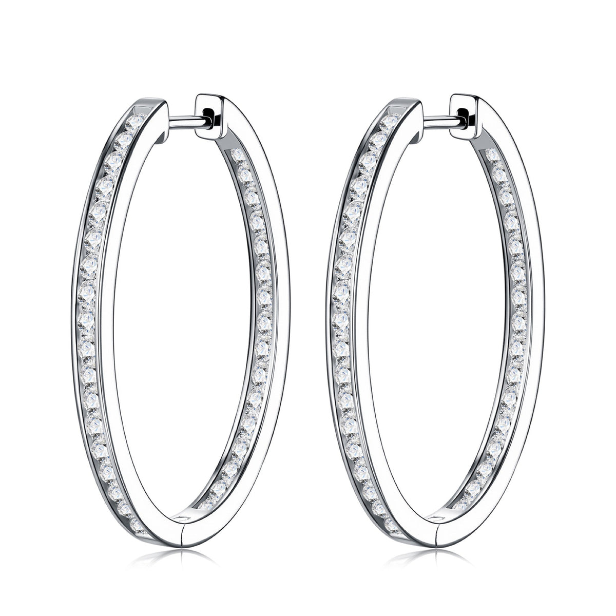 Ovaline Moissanite Hoop Earrings in Sterling Silver