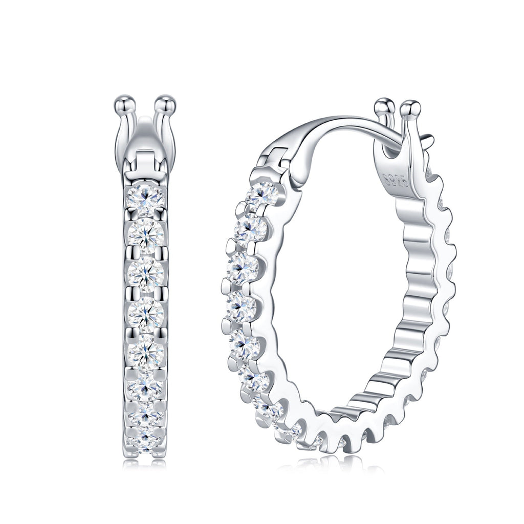 Griffe Moissanite Hoop Earrings in Sterling Silver