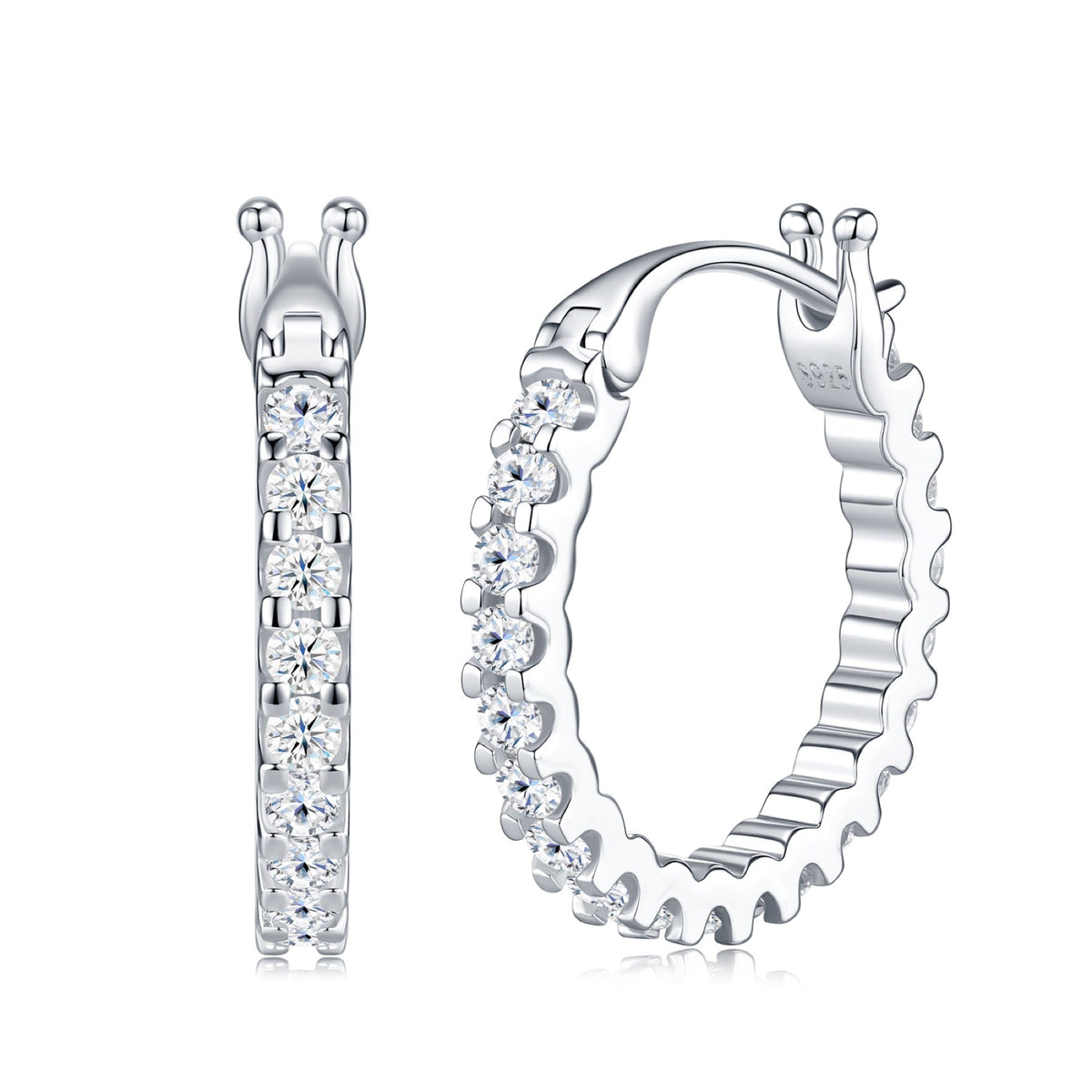 Griffe Moissanite Hoop Earrings in Sterling Silver