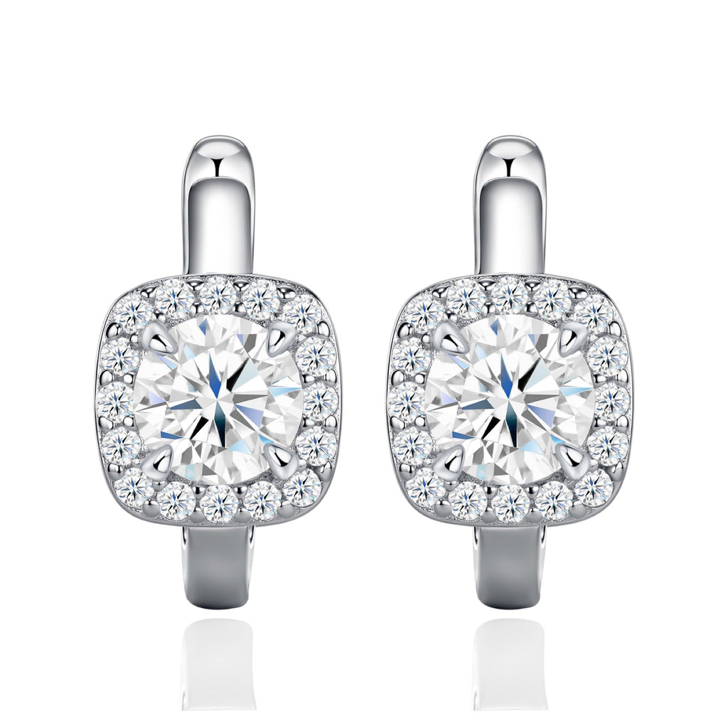 Cornice 1 Carat Moissanite Huggie Hoop Earrings in Sterling Silver
