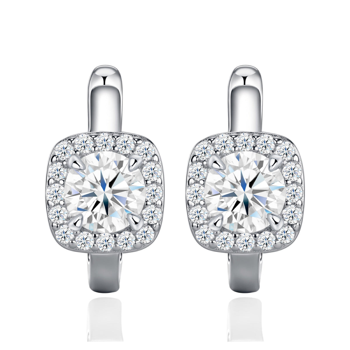 Cornice 1 Carat Moissanite Huggie Hoop Earrings in Sterling Silver