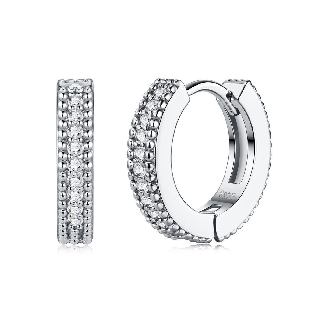 Trina Moissanite Huggie Hoop Earrings in Sterling Silver