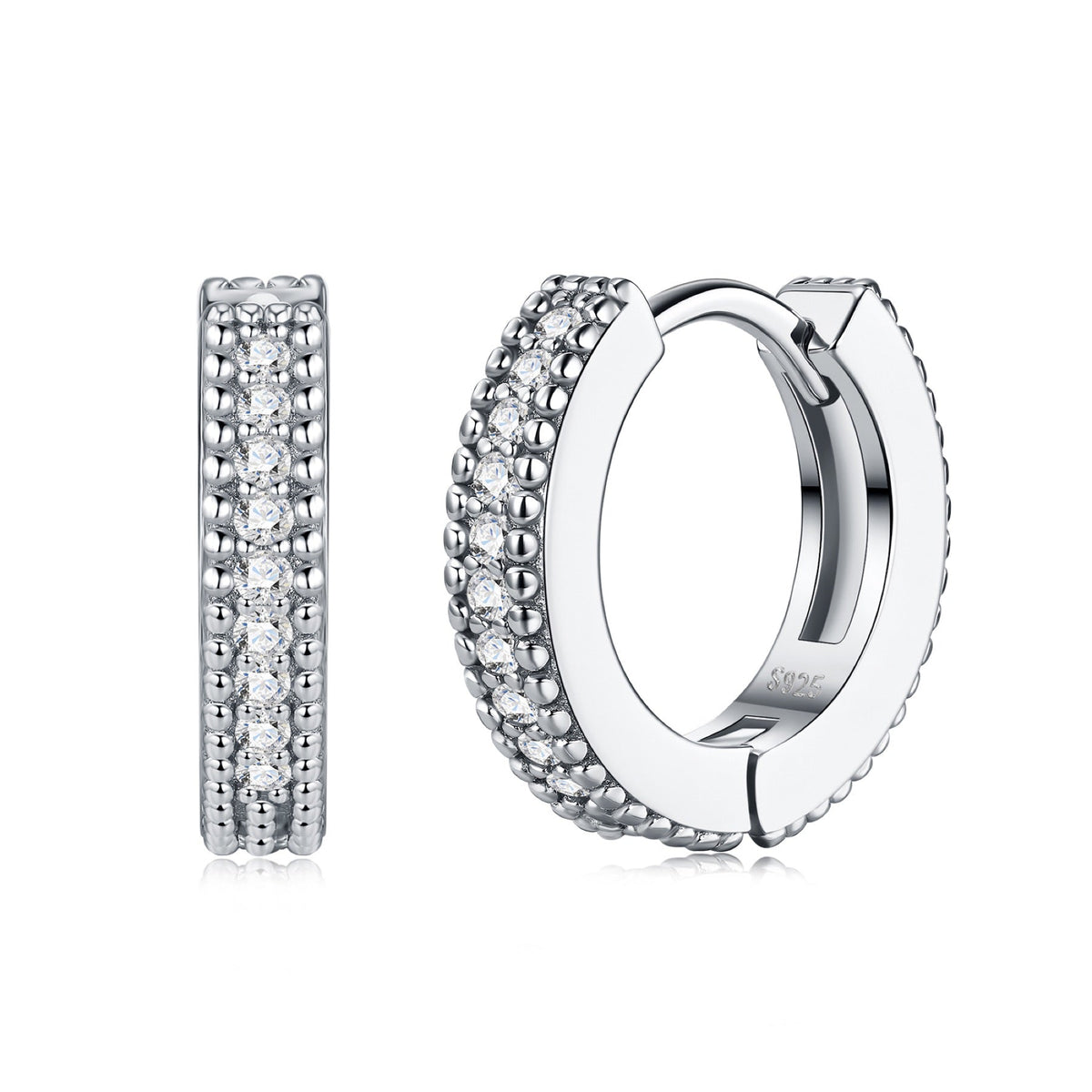 Trina Moissanite Huggie Hoop Earrings in Sterling Silver