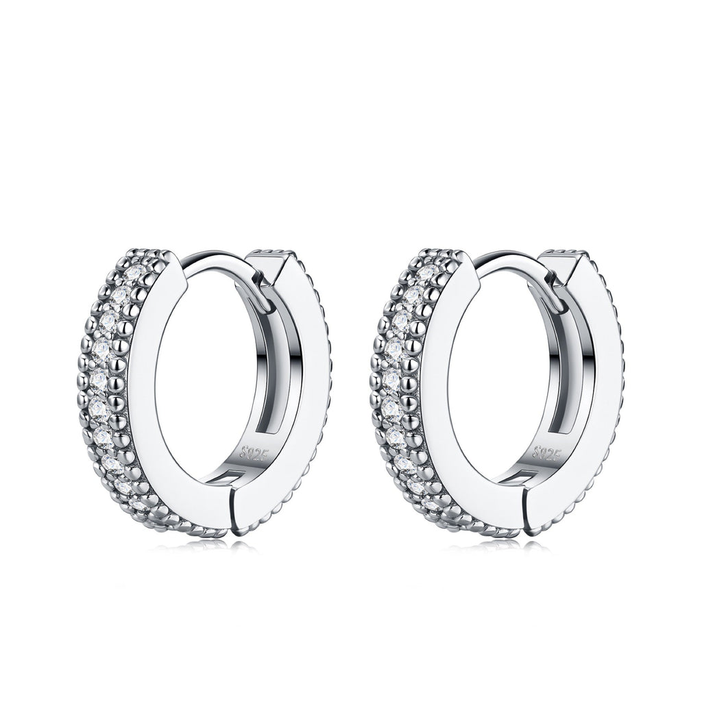 Trina Moissanite Huggie Hoop Earrings in Sterling Silver