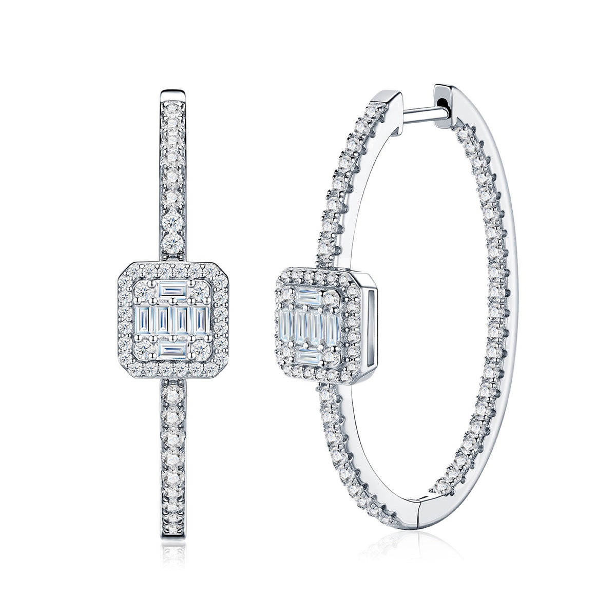 Traccia Moissanite Hoop Earrings in Sterling Silver