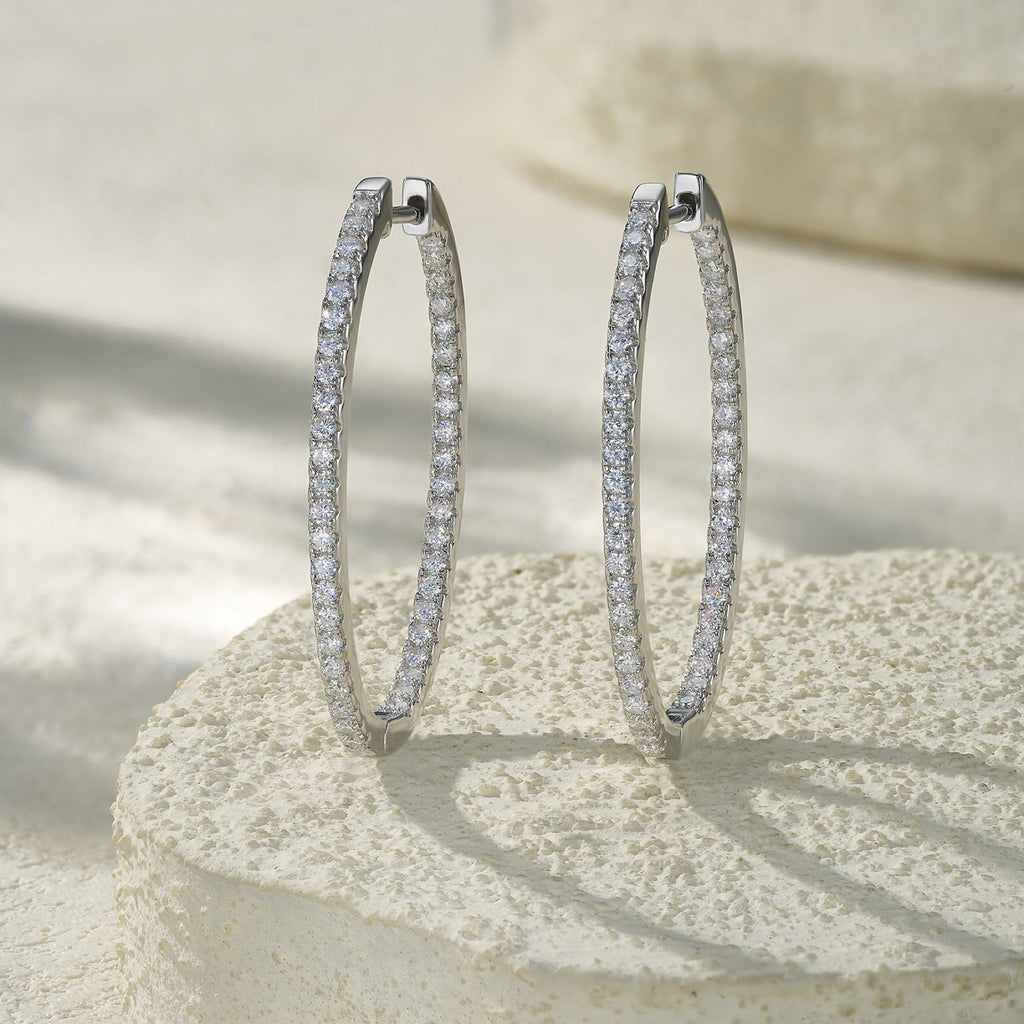 Filetto Moissanite Hoop Earrings in Sterling Silver