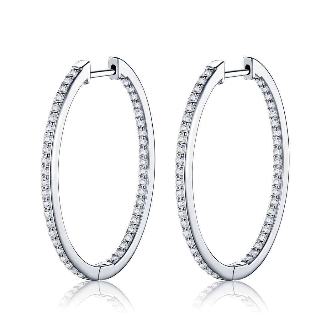 Contorno Moissanite Hoop Earrings in Sterling Silver