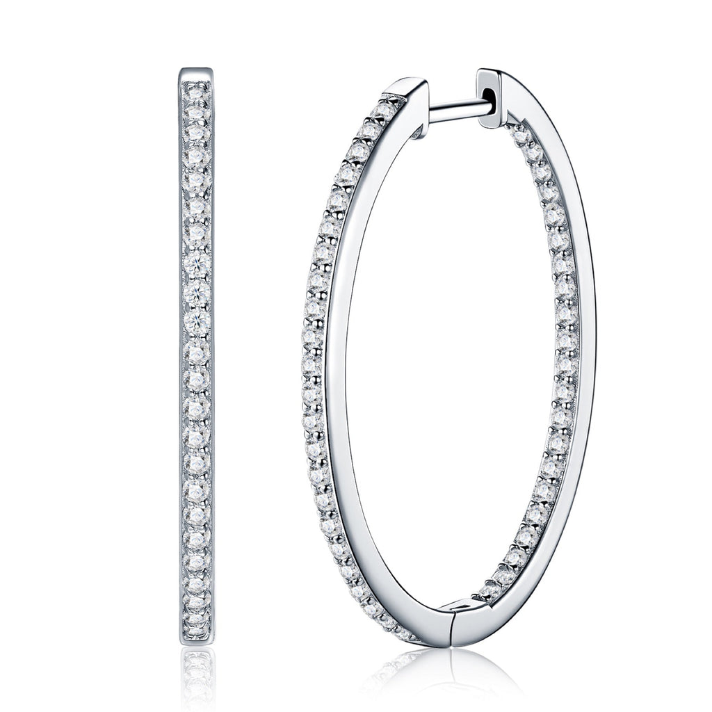 Contorno Moissanite Hoop Earrings in Sterling Silver