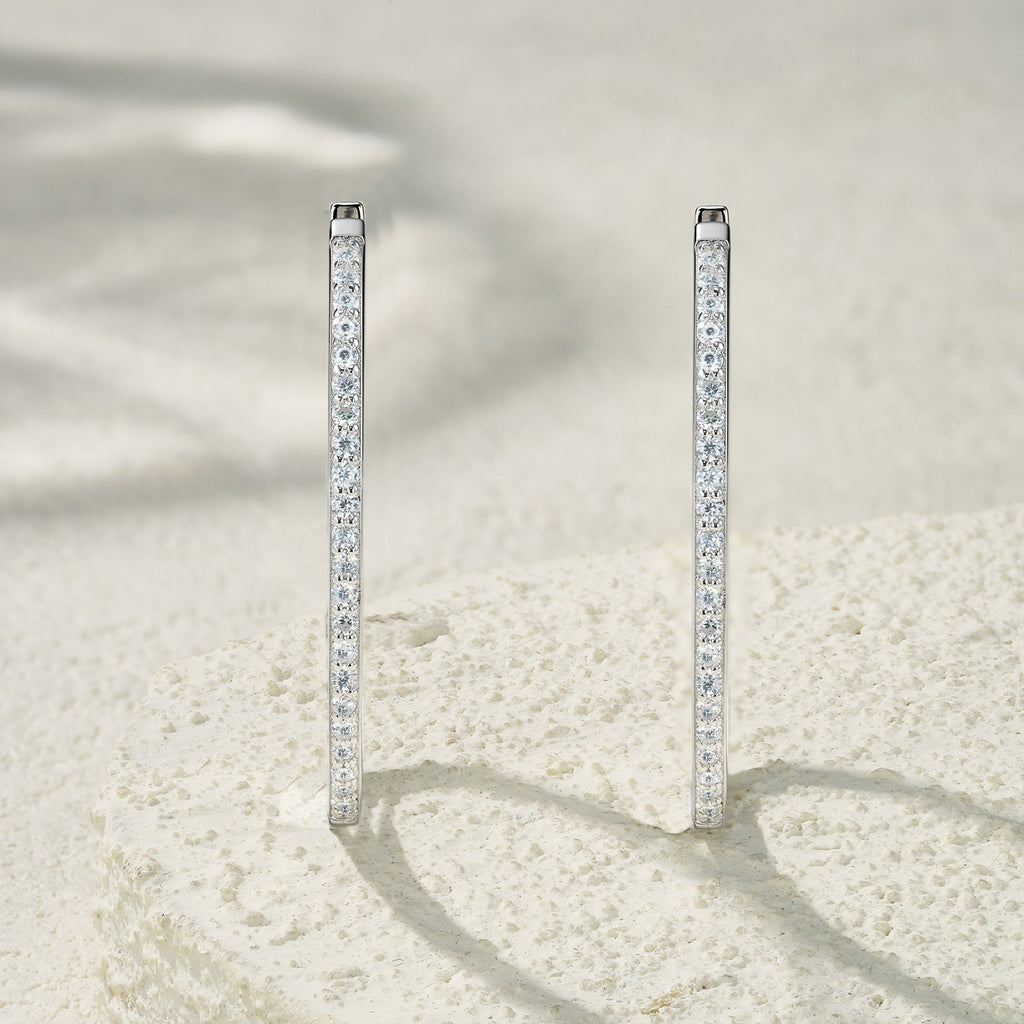 Contorno Moissanite Hoop Earrings in Sterling Silver