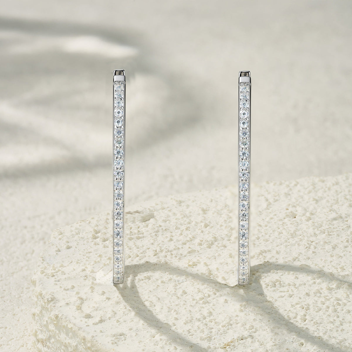 Contorno Moissanite Hoop Earrings in Sterling Silver
