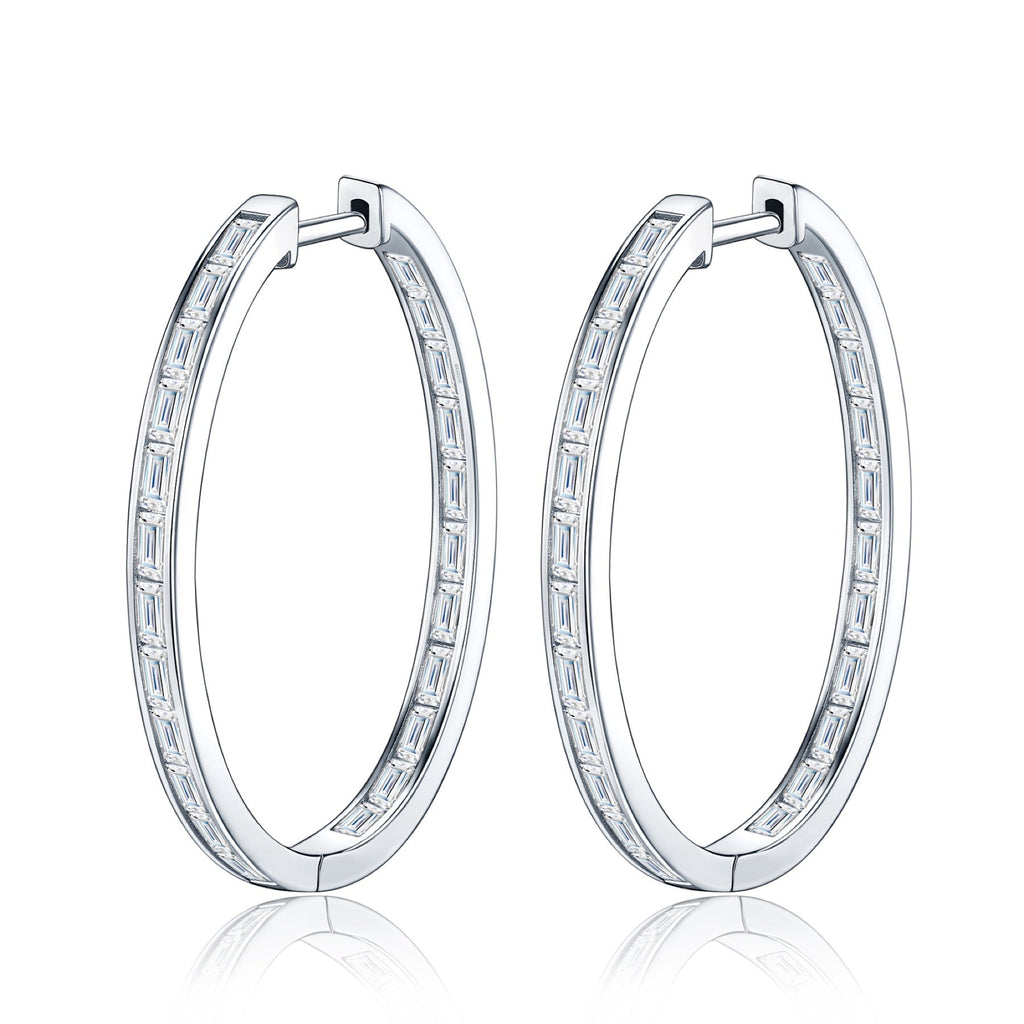 Rettangolo Moissanite Hoop Earrings in Sterling Silver