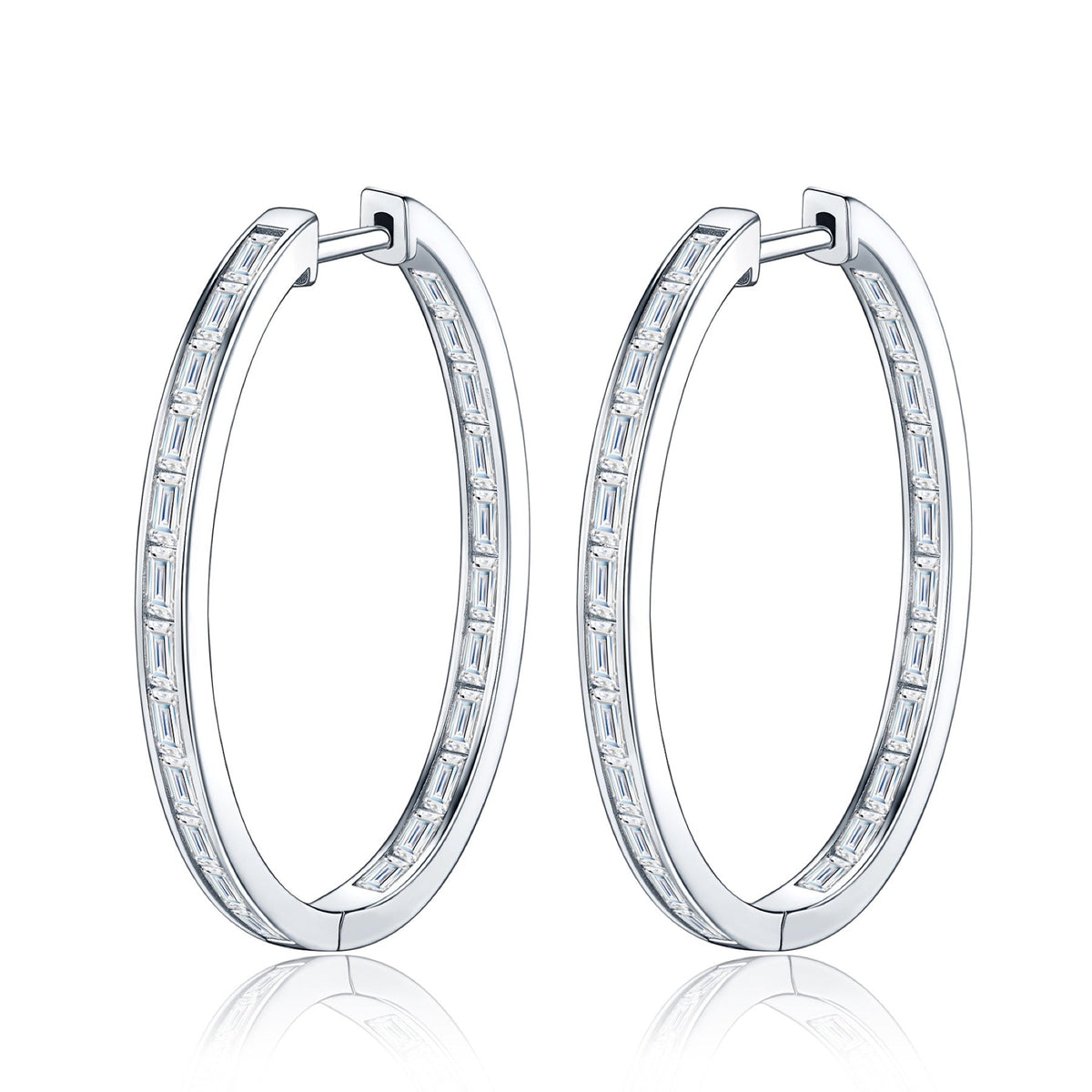 Rettangolo Moissanite Hoop Earrings in Sterling Silver