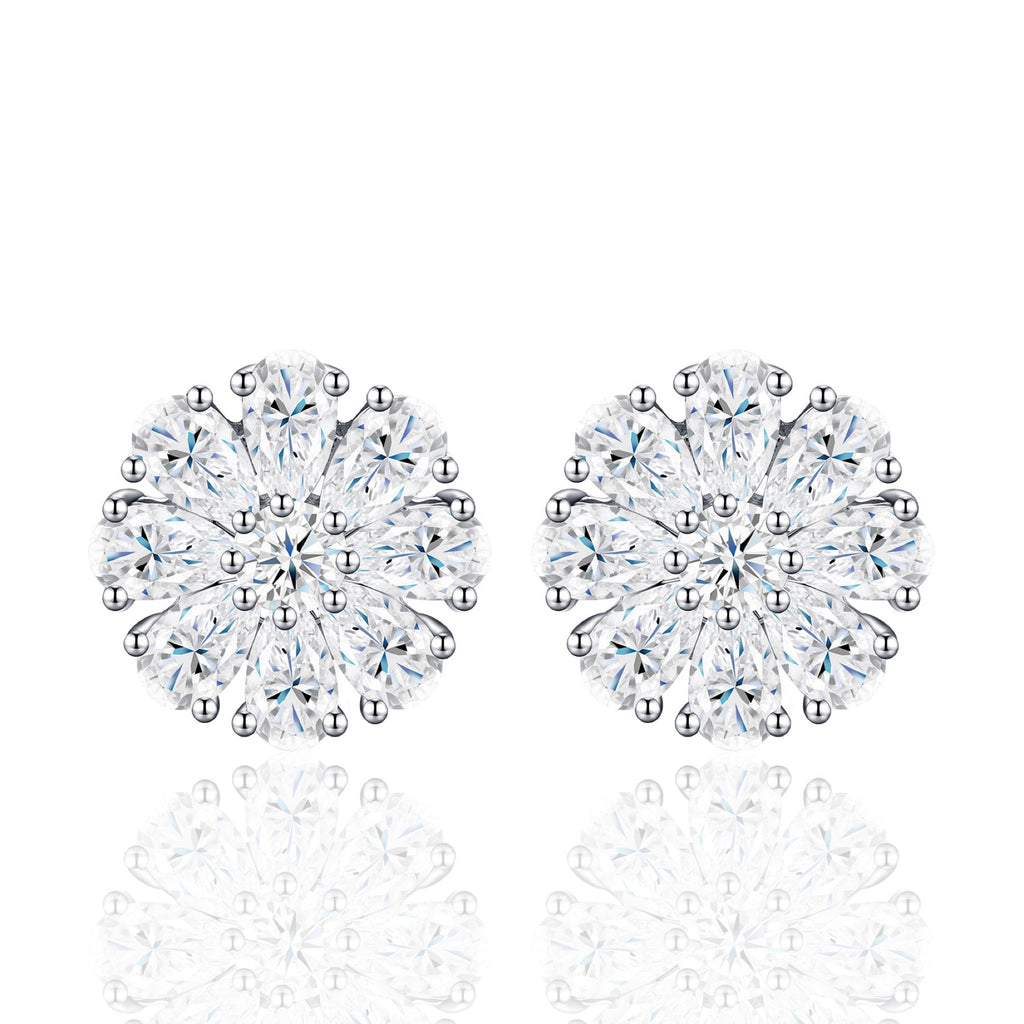 Fioritura Moissanite Halo Stud Earrings in Sterling Silver