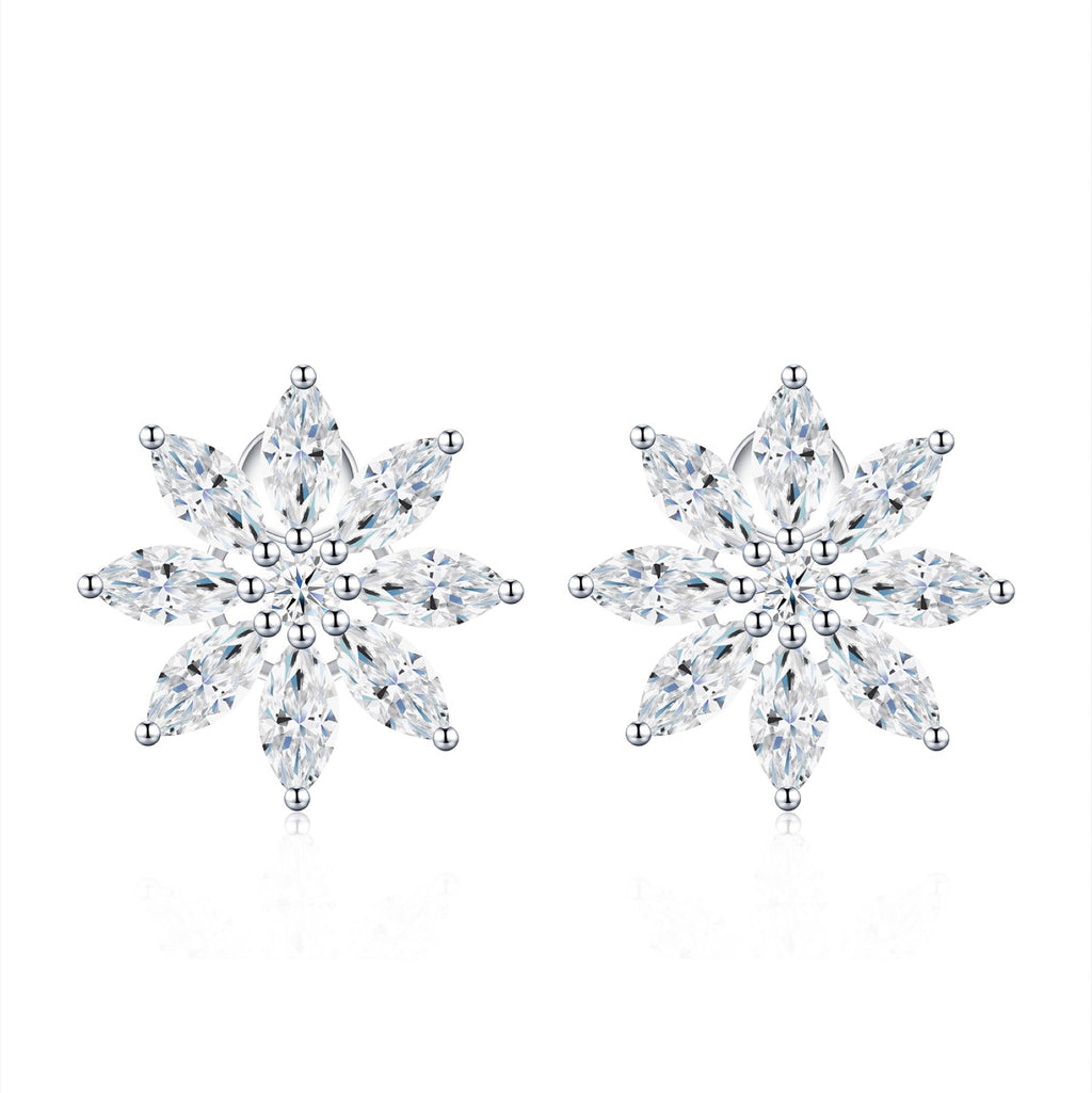 Cristallo Moissanite Flower Stud Earrings in Sterling Silver