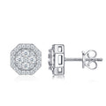 Ottagono Moissanite Halo Stud Earrings in Sterling Silver