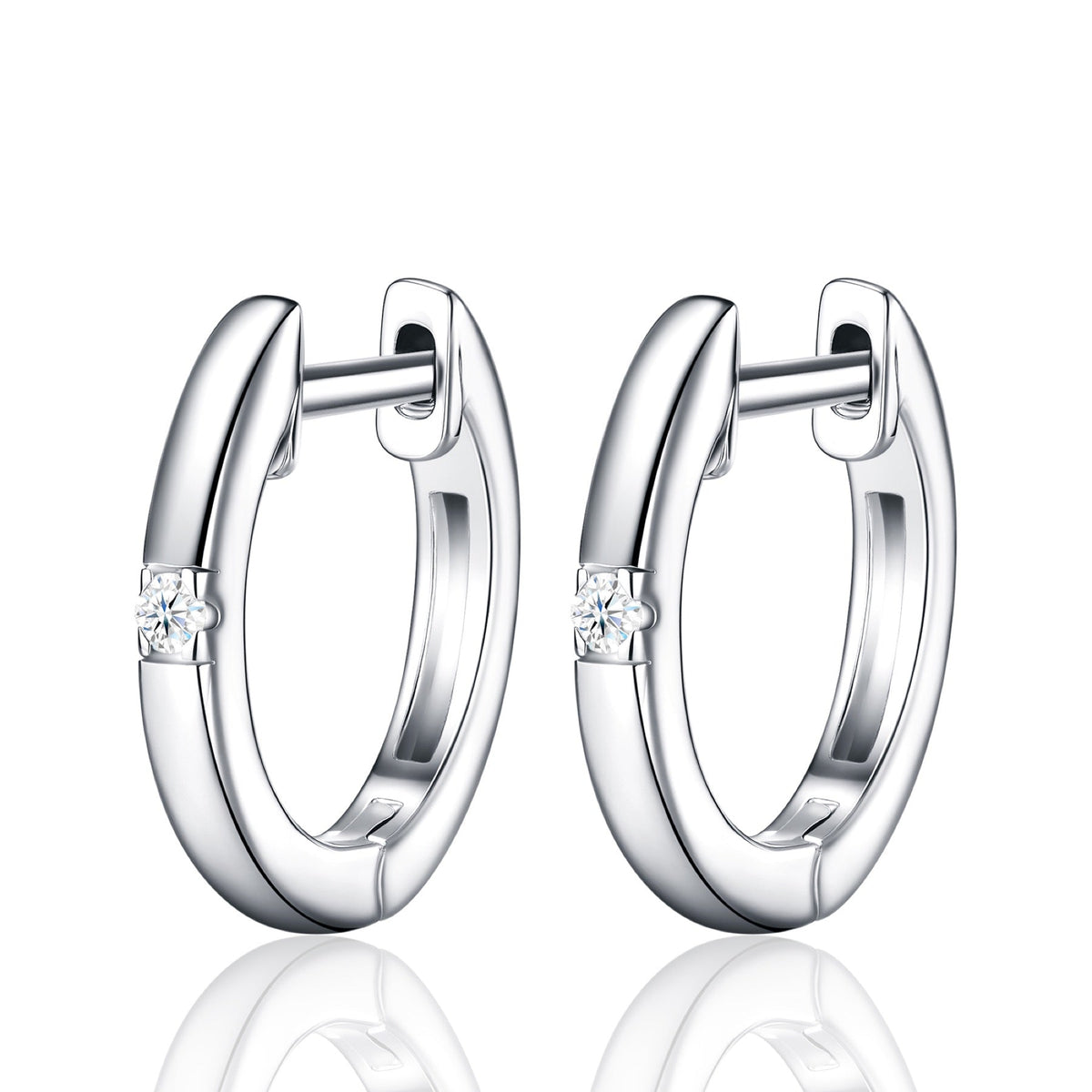 Semplice Moissanite Huggie Hoop Earrings in Sterling Silver