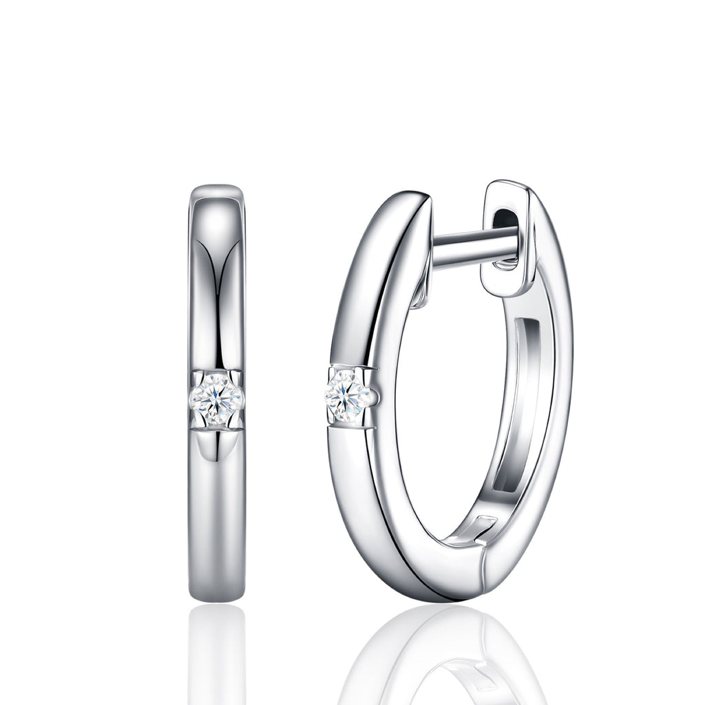 Semplice Moissanite Huggie Hoop Earrings in Sterling Silver