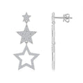 Cometina Moissanite Star Drop Earrings in Sterling Silver