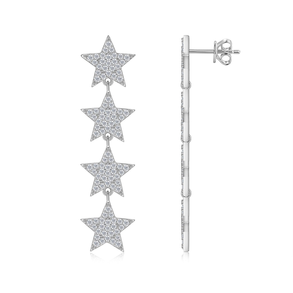 Costellazione Moissanite Star Climber Earrings in Sterling Silver