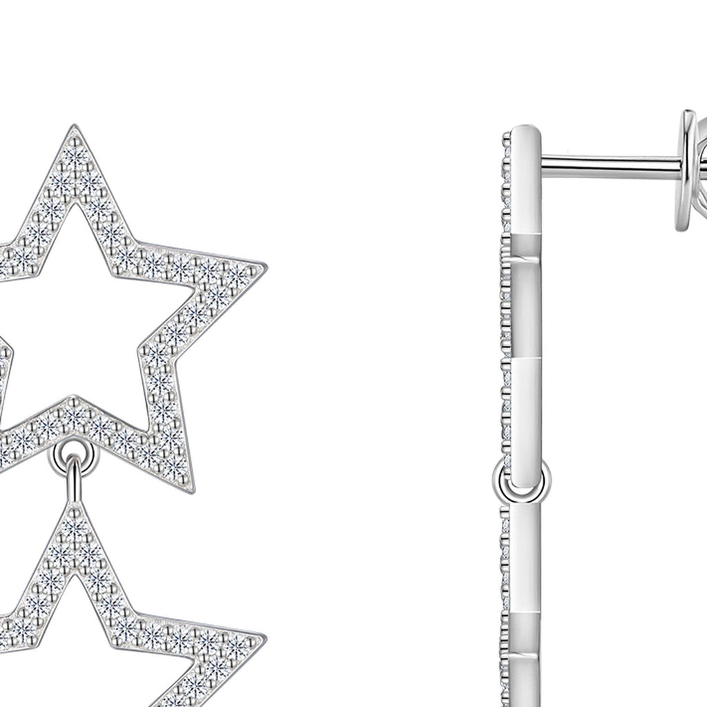 Polvere Moissanite Star Climber Earrings in Sterling Silver