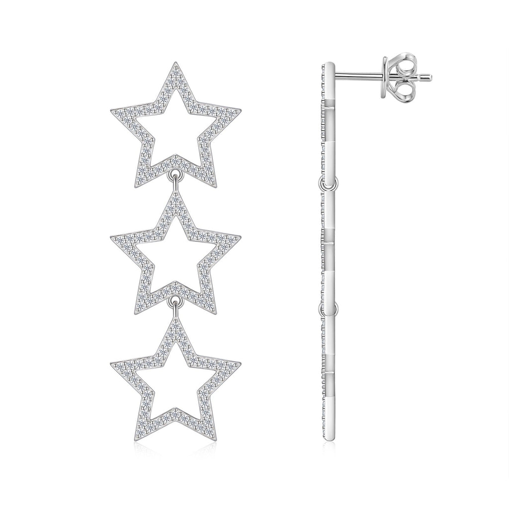 Polvere Moissanite Star Climber Earrings in Sterling Silver