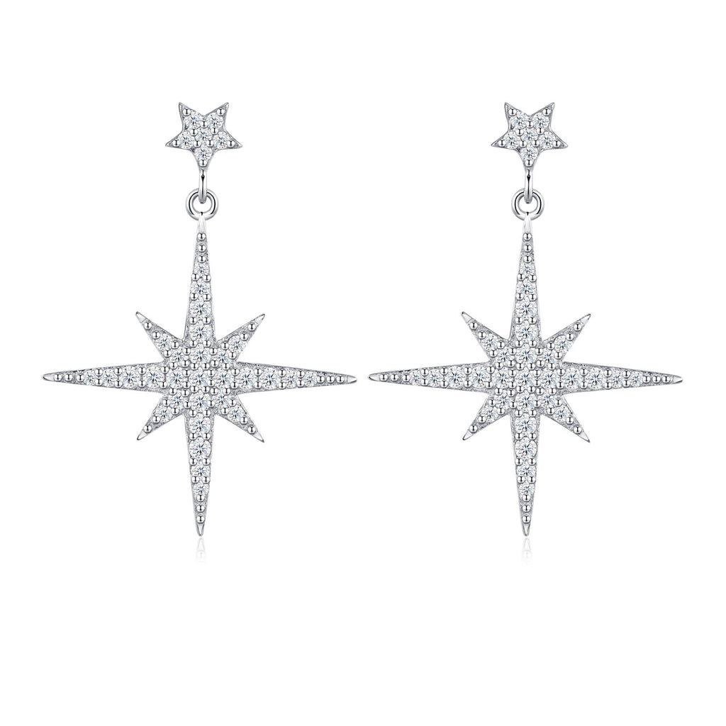 Bussola Moissanite Star Stud Earrings in Sterling Silver