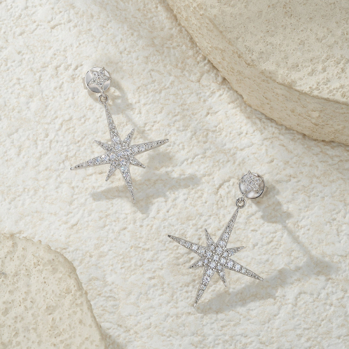Bussola Moissanite Star Stud Earrings in Sterling Silver