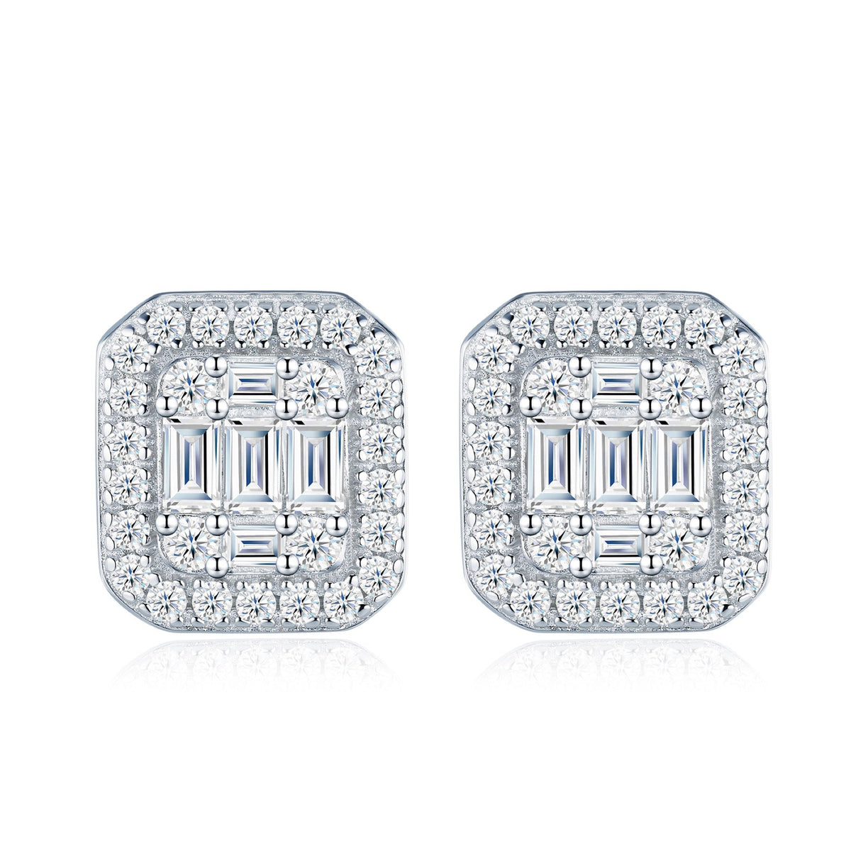 Smeraldina Moissanite Stud Earrings in Sterling Silver