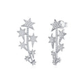 Sciame Moissanite Star Climber Earrings in Sterling Silver