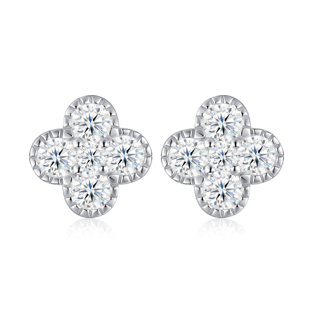 Trifolium Moissanite Clover Stud Earrings in Sterling Silver