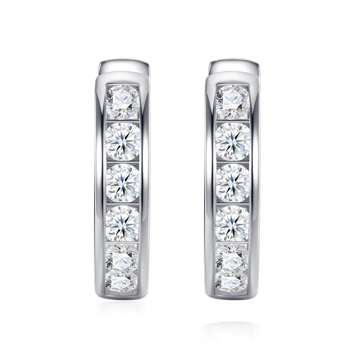 Puntini Moissanite Huggie Hoop Earrings in Sterling Silver