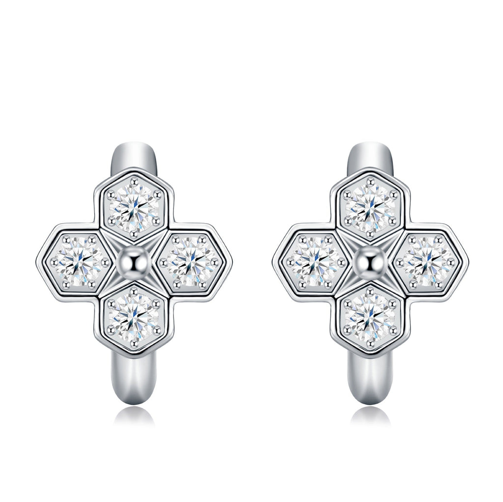 Fiorlino Moissanite Clover Stud Earrings in Sterling Silver