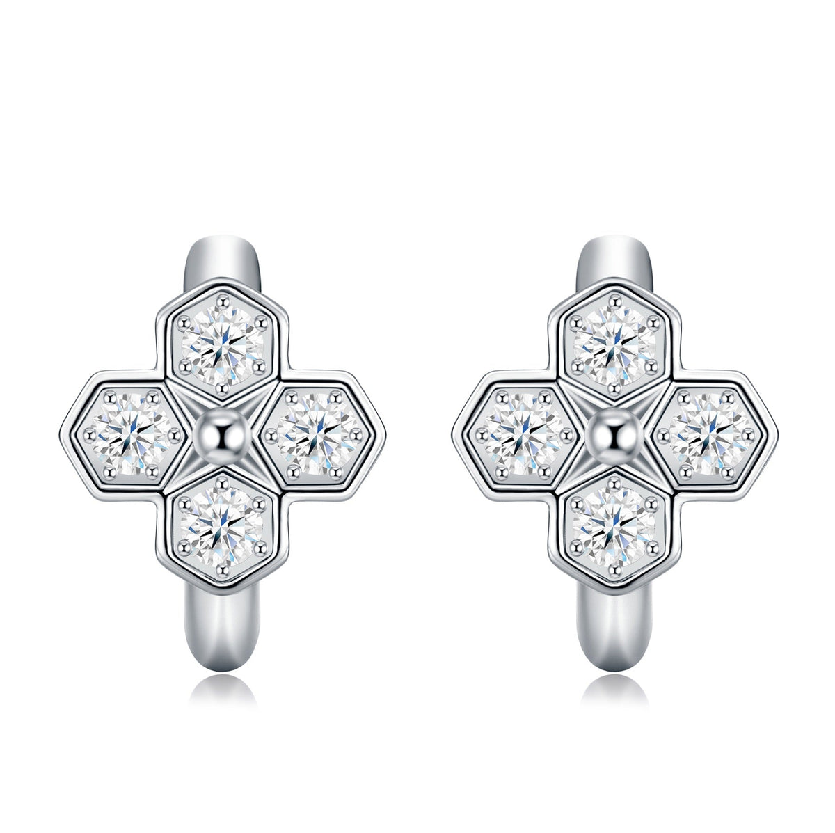 Fiorlino Moissanite Clover Stud Earrings in Sterling Silver