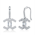 Doppiacroce Moissanite Cross Drop Earrings in Sterling Silver