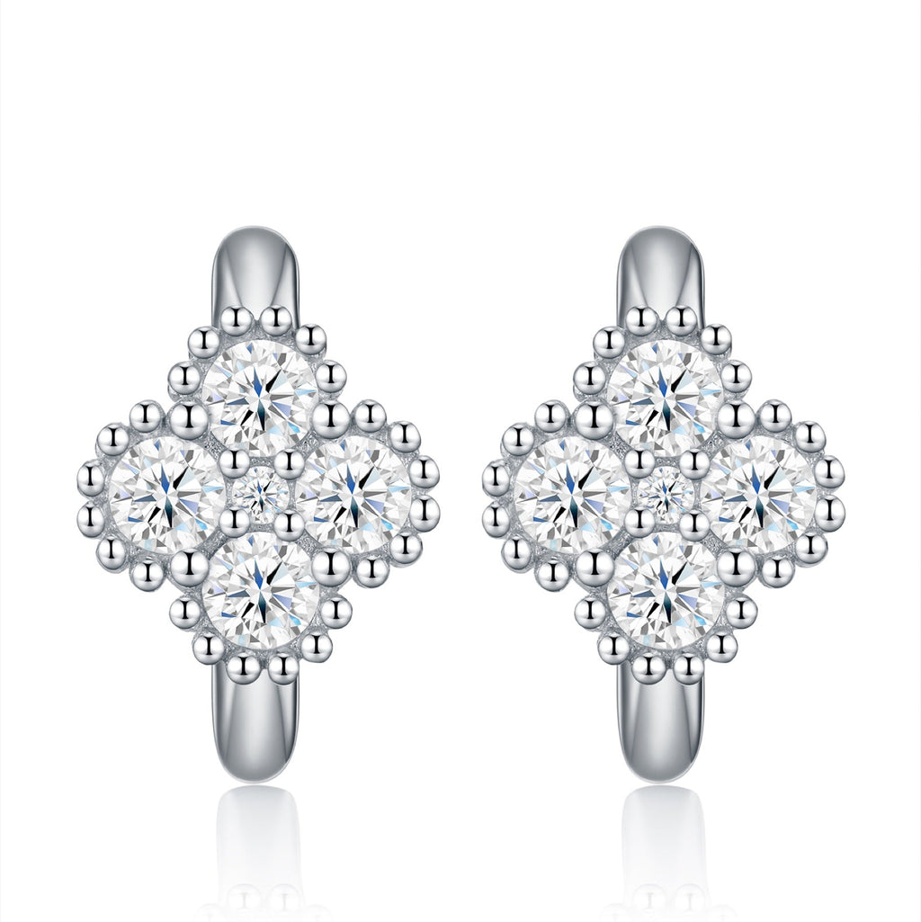 Biquadri Moissanite Huggie Hoop Earrings in Sterling Silver