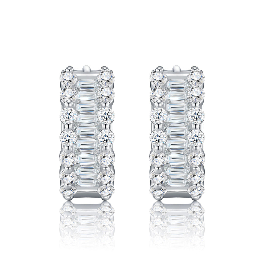 Alternato Moissanite Huggie Hoop Earrings in Sterling Silver