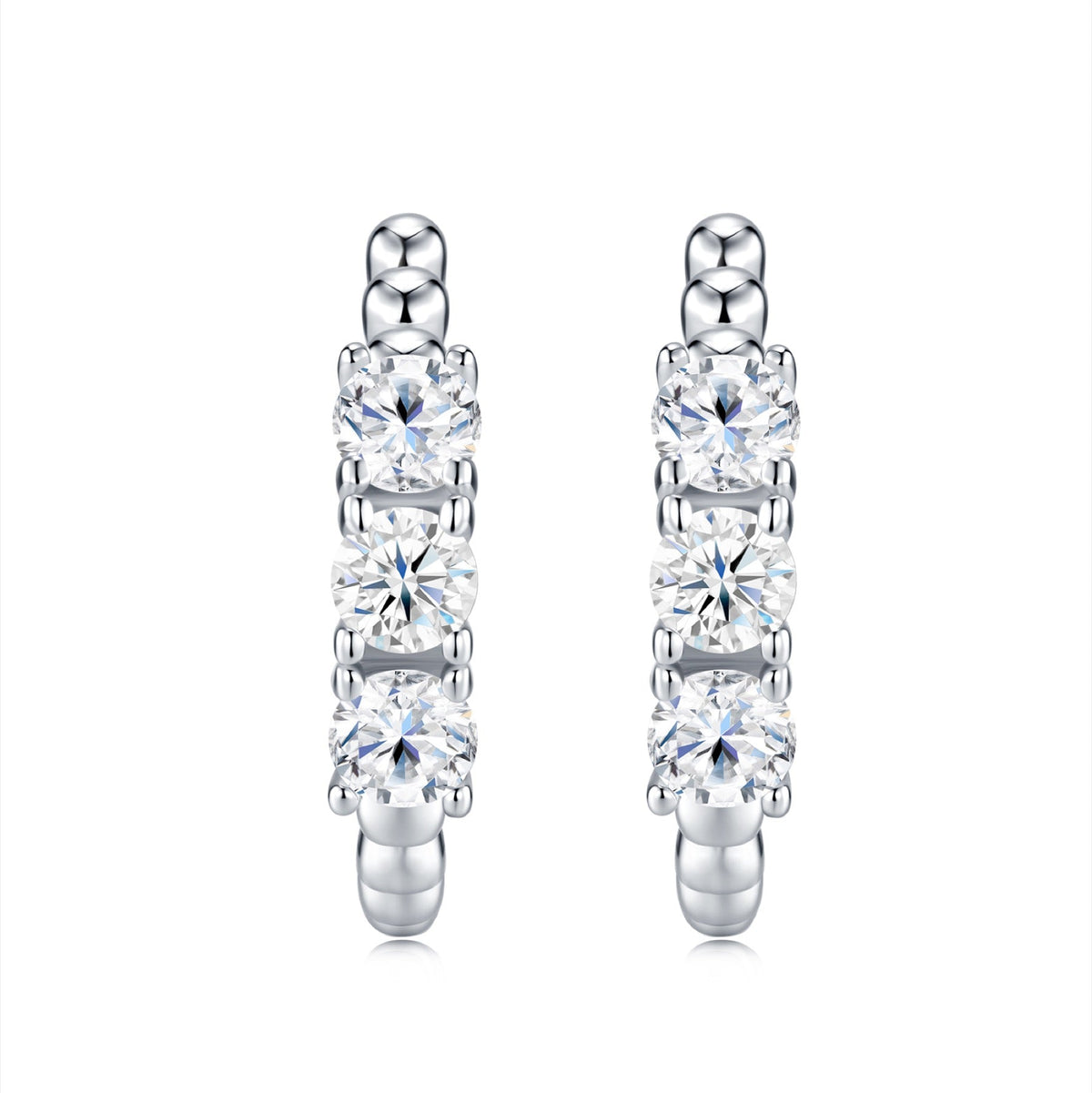 Semicerchio Moissanite Half-Hoop Stud Earrings in Sterling Silver