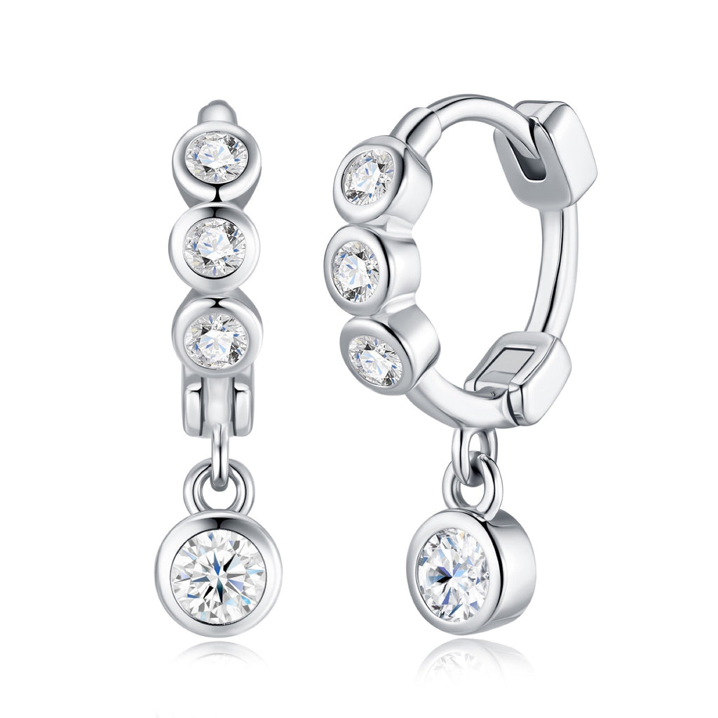 Gocciolina Moissanite Drop Huggie Hoop Earrings in Sterling Silver